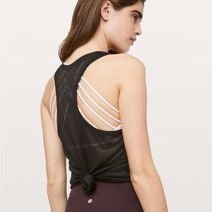 Lululemon All Love Racerback Tank Striped Mesh in Black, Size 10